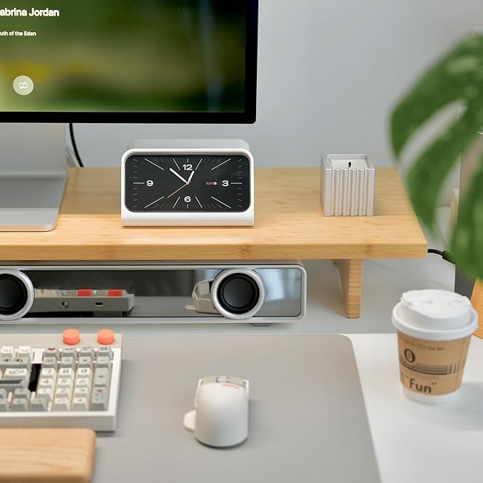 Bamboo Dual Monitor Stand Riser Natural, 2-Tier Desk Monitor Riser - Image 5