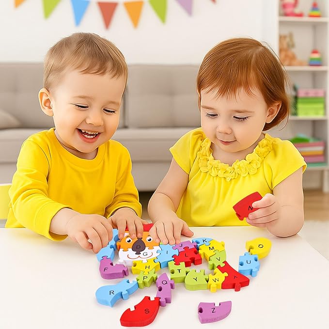 LovesTown Wooden Puzzle Learning Toys Alphabet Number Building Blocks - Image 4