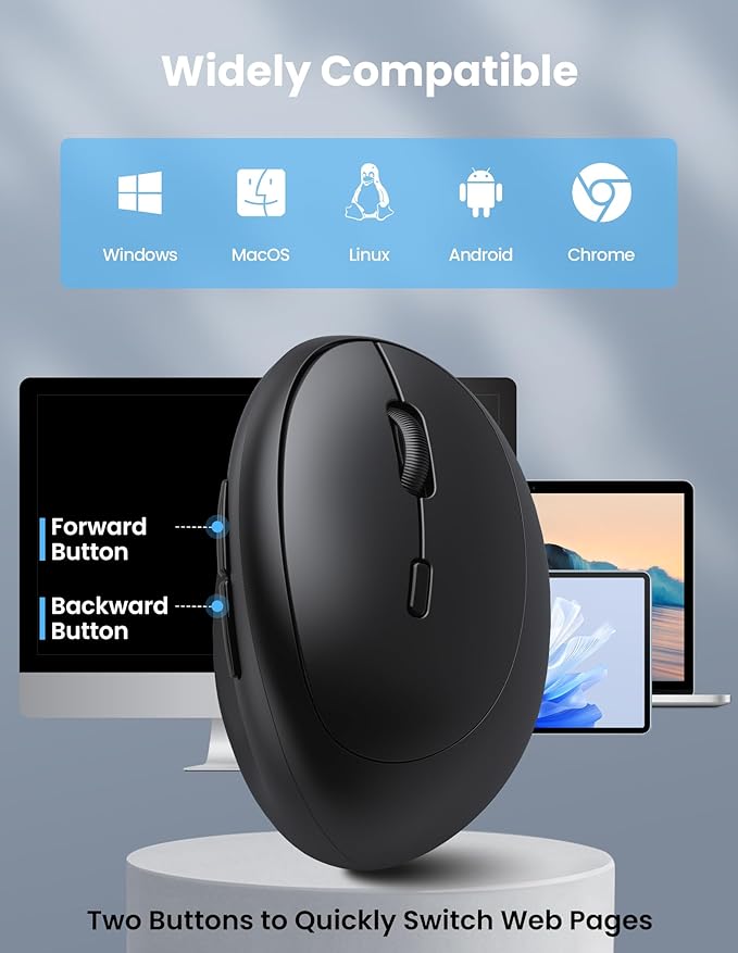 TECKNET Ergonomic Mouse, Rechargeable Battery, Quiet Clicks, 4800 DPI Adjustable - Image 6
