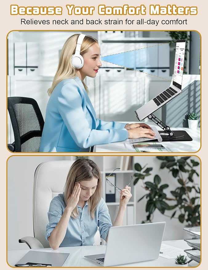Adjustable Laptop Stand for Desk-360° Rotating Foldable Laptop Holder Ergonomic - Image 6