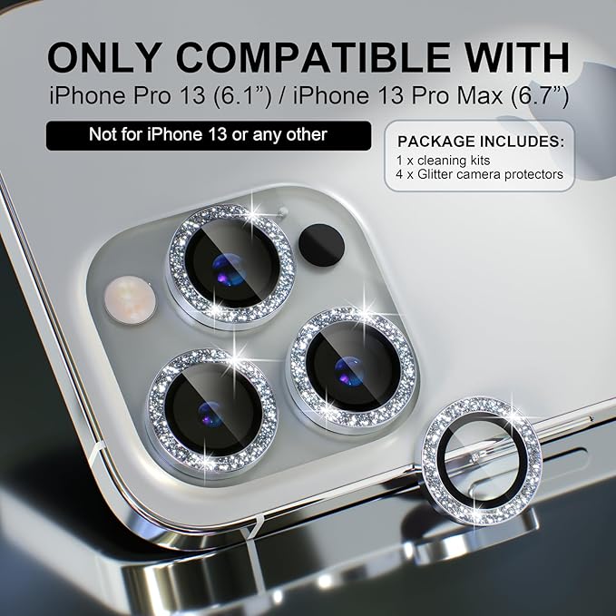 Choiche [3+1 for iPhone 13 Pro/iPhone 13 Pro Max Camera Lens Protector Bling - Image 2