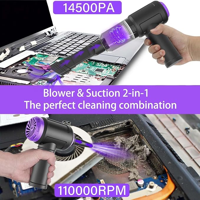14500 Pa Computer Vacuum Cleaner Mini & 110000RPM Compressed Air Duster - Image 2