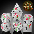 Metal DND Dice, DNDND 7 PCS Glow in The Dark Metallic D&D Dice Set by DNDND