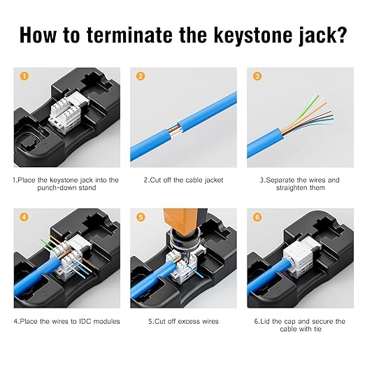 iwillink 10Gbps Cat6 Keystone Jack and Punch-Down Stand, RJ45 Ethernet Keystone - Image 7