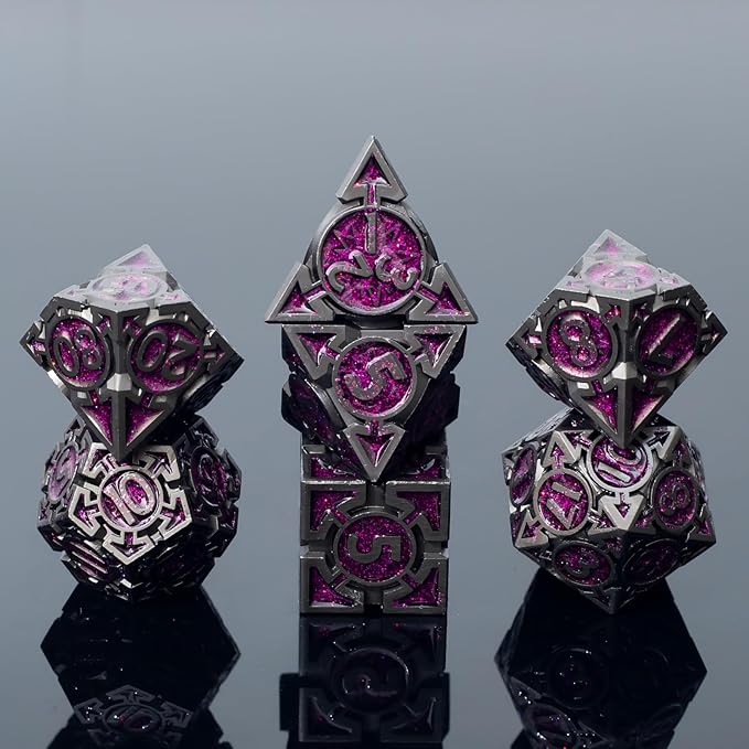 Purple Black Nickel Finish Heavy Metal DND Dice Set by Unknown