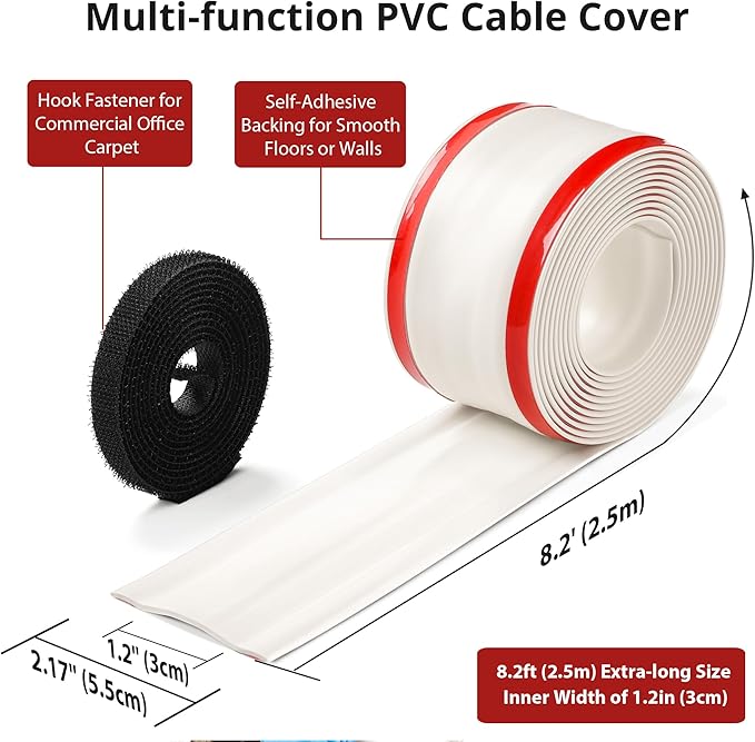 8.2ft Cord Cover Floor, Soft PVC Cord Covers - Image 2