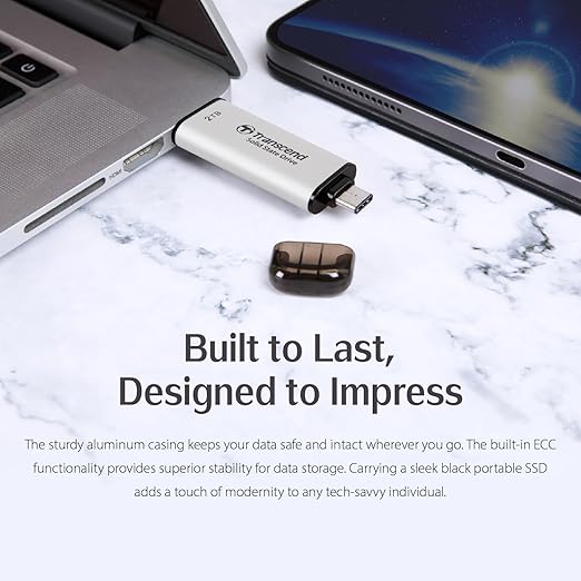Transcend 512GB USB C External SSD, USB 3.2 Gen 2 Flash Drive, 2-in-1 Memory - Image 4