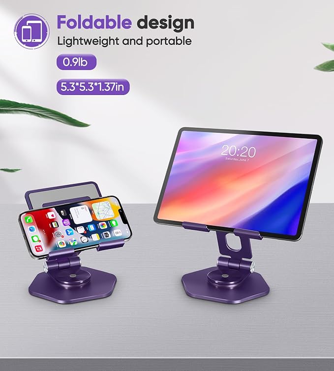 Foldable Aluminum Tablet Stand for Desk, 360° Swivel iPad & Tablet Holder – - Image 5