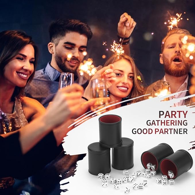 5 Pack PU Leather Dice Cup Set - Image 7