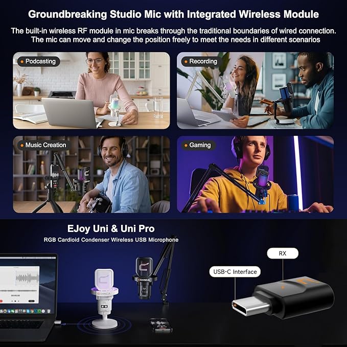 COMICA Wireless USB Microphone for Computer and Smartphone, 48kHz/24bit RGB - Image 3