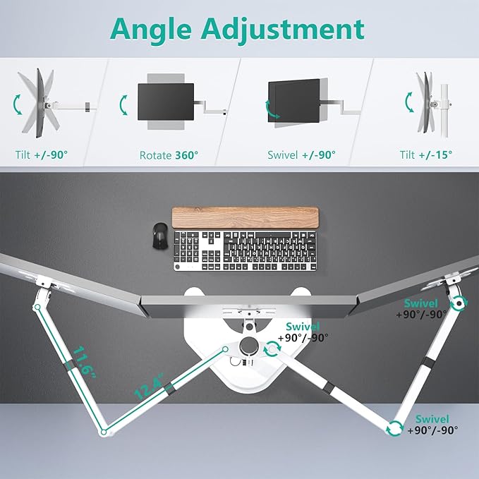 WALI Triple Monitor Stand, Free Standing Three LCD Monitor Fully Adjustable - Image 5