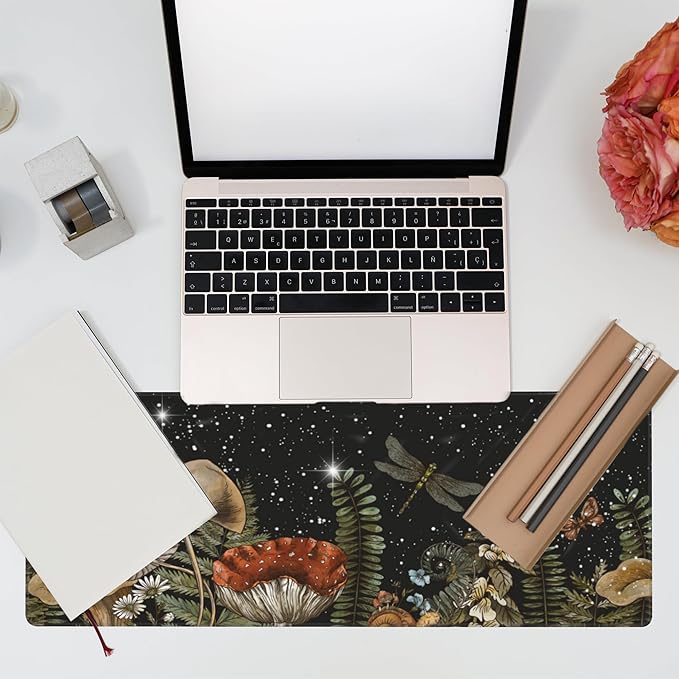 Large Gaming Mouse Pad for Desk, Cute Forest Mushroom Desk Mat, Starry Night - Image 7