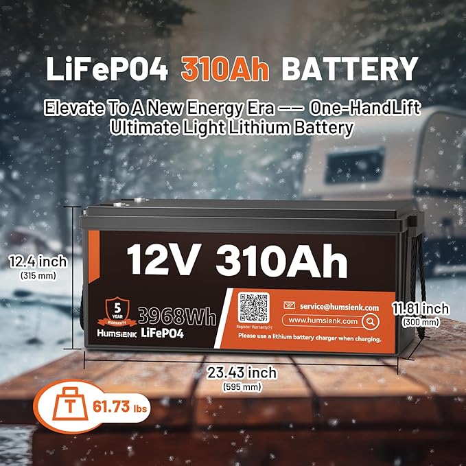 12V 310Ah LiFePO4 Lithium Battery 4PCS– Max. 3968Wh, 15000+ Deep Cycle Battery - Image 5