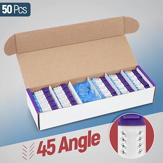 Everest 45° Angled RJ45 Cat5e Keystone Jacks 50-Pack in Purple - Image 2