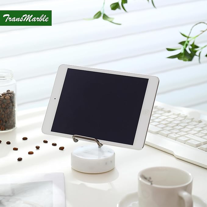 Marble Phone Stand with Metal Holder, Charging Available While Using, Swipe Up - Image 3