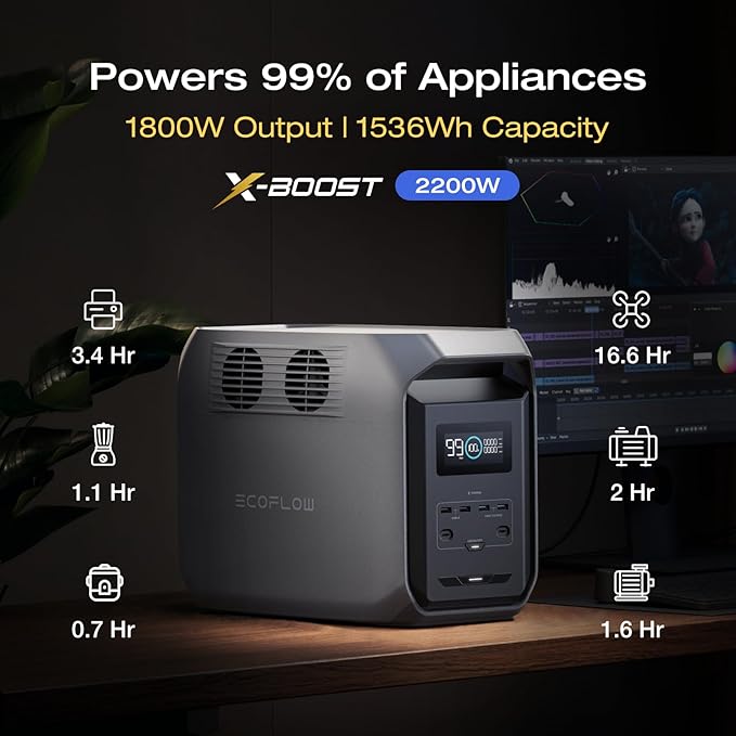 EF ECOFLOW Portable Power Station DELTA 3 1500, 1536Wh LiFePO4 Battery Power - Image 3