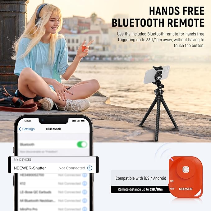NEEWER Camera Tripod with Remote, Mini Flexible Vlog Phone Tripod Stand with - Image 5