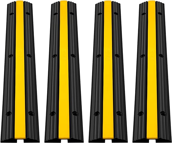 Happybuy 4 Pack of 1-Channel Rubber Cable Protector Ramps Heavy Duty 18000Lbs by Happybuy