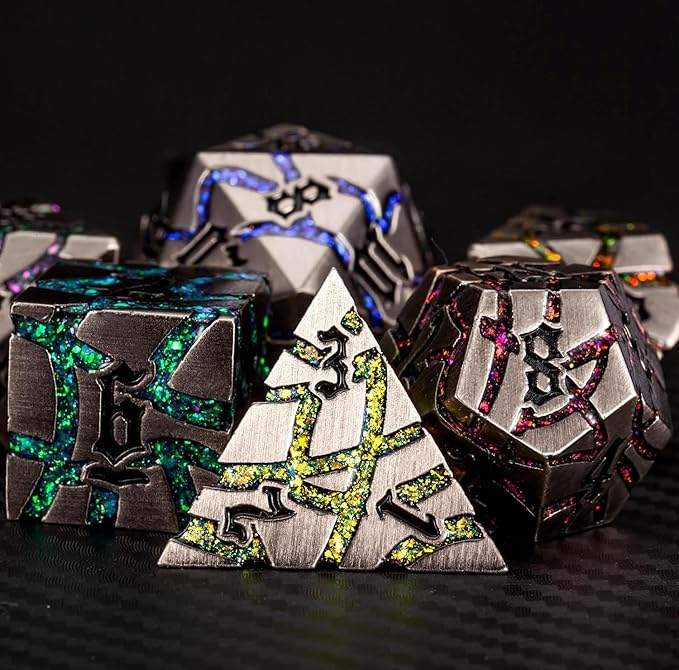 Metal Dice Set D&D, Crack Metallic DND Dice Set - Image 3