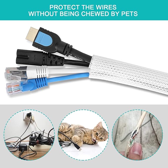 6.6ft - 1.2 inch White Cable Sleeve, Cable Organizer - Image 2