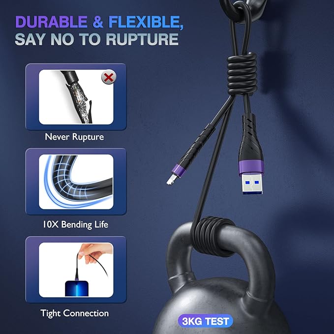 OIITH MFi Certified for iPhone Charger Cable 3 Pack 3 Ft, for Lightning - Image 5