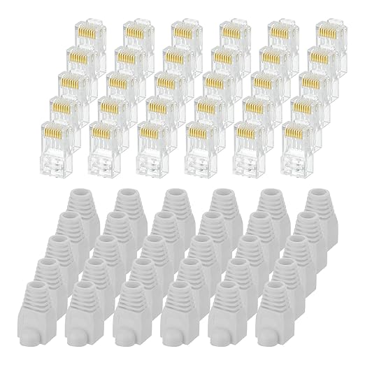 MECCANIXITY 100pcs Cat6 RJ45 Pass Through Connectors, RJ45 Connector 8P8C Gold by MECCANIXITY