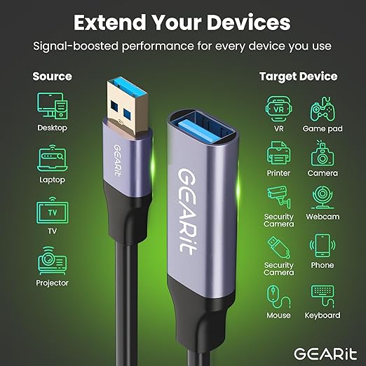 GearIT USB 3.0 Active Extension Cable A-Male to A-Female USB Repeater - Image 4