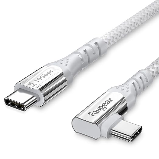 Fasgear 100W USB C to Type C 90 Degree Cable 3ft, USB 3.1 Gen 2 10Gbps Data 5A by Fasgear