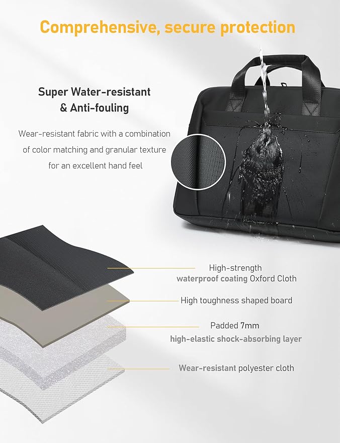 15-16 Inch Laptop Shoulder Bag Business Briefcase Water Resistant Computer - Image 3