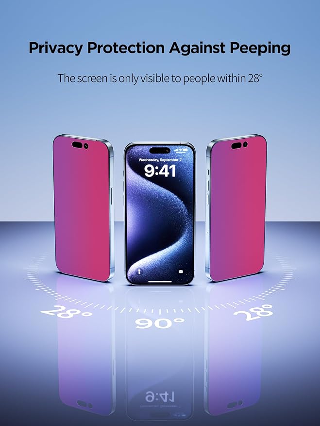 Compatible for iPhone 14 Pro Privacy Screen Protector Tempered Glass 6.1 Inch - Image 3