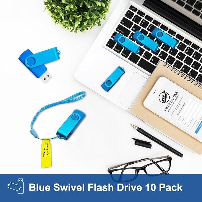 USB Drive 16GB USB 2.0 Flash Drive 10 Pack Nicepicten Pendrive Swivel Thumb Zip - Image 3