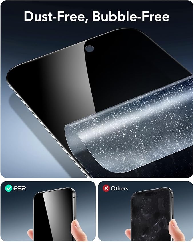 ESR 3 Pack 9H+ Glass for iPhone 15 Pro Max Privacy Screen Protector, Armorite - Image 5