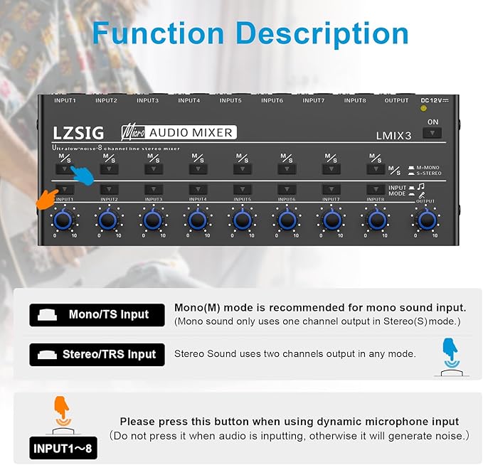 LZSIG Audio Mixer, Stereo Line Mixer - Image 5