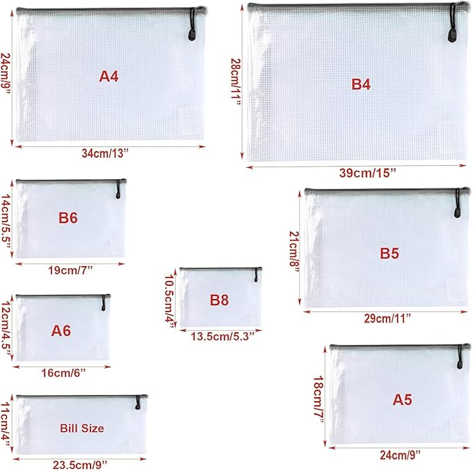 Oaimyy-12 Pcs A6, Mesh Zipper Pouch Document Folders Bag Zipper Zip File Folders - Image 2