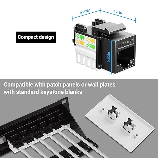Iwillink 10Gbps Cat6 Keystone Jack RJ45 Modular Ethernet Jack Insert, Punch - Image 4