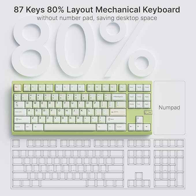 Chilkey ND TKL Aluminum Mechanical Keyboard, 87 Keys Tenkeyless Wireless Gaming - Image 9