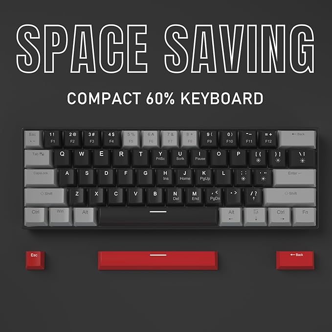 60% Mechanical Gaming Keyboard, Mixed Color Keycaps Gaming Keyboard - Image 4