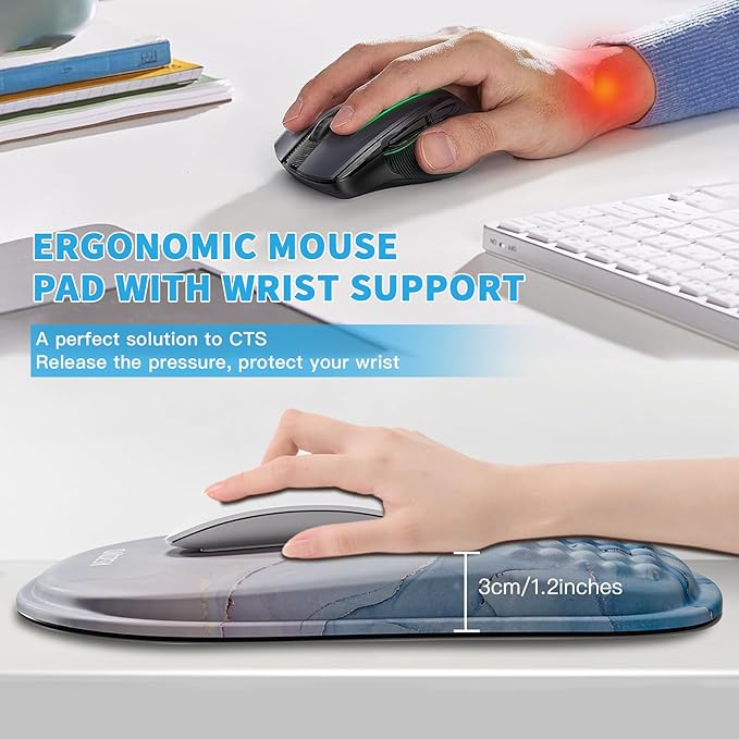Mouse Pad with Wrist Rest, Ergonomic Mousepads with Wrist Support, Soft Lycra - Image 2