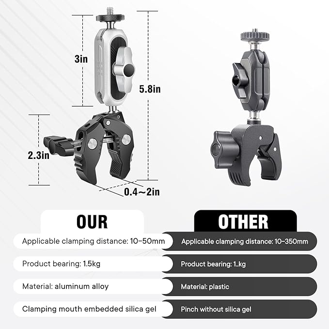 Aluminum Alloy Camera Mounts Clamp Mount Bicycle Handlebar Adapter Mount - Image 5