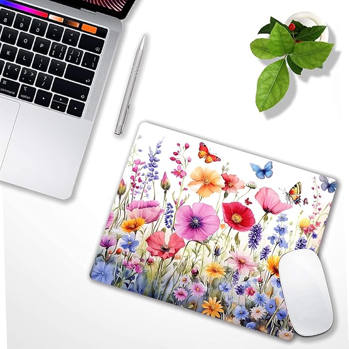 Colorful Wildflowers Floral Butterfly Custom Mouse Pad - Image 6