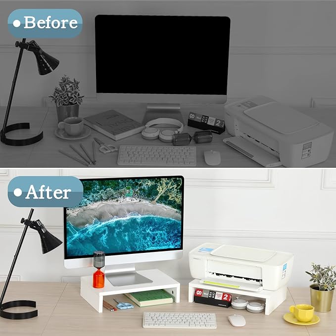 TEAMIX Monitor Stand Riser-3 Packs, Wood 3 Tiers Adjustable Monitor Stand Dual - Image 7