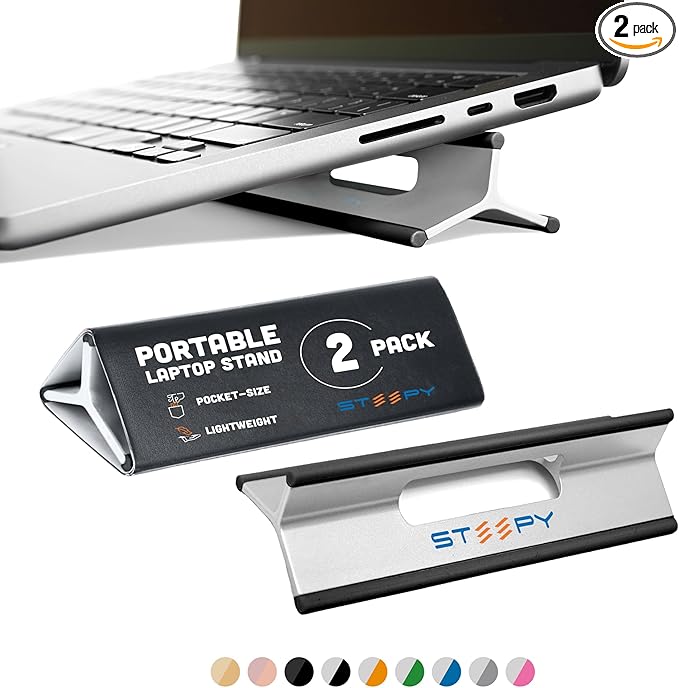 Steepy Portable Laptop Stand for Desk – Adjustable Height, & Portable Laptop by Steepy