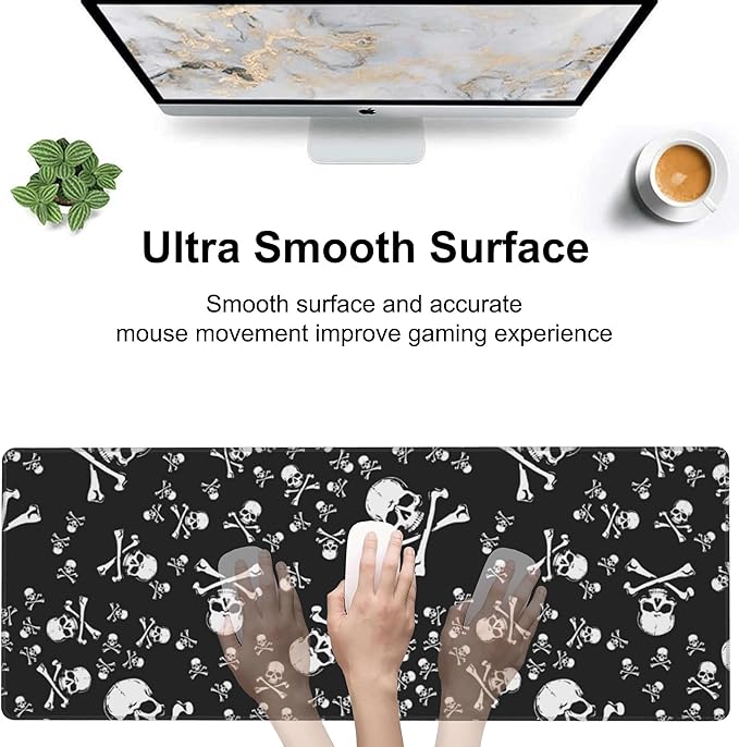 Skull Head Desk Mat, Large Pirate Skull Crossbones Gaming Keyboard Mouse Pad - Image 5
