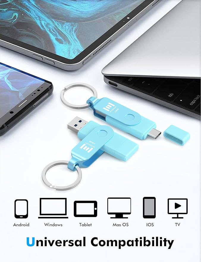 MOSDART 128GB USB3.1 Fast Speed C and A Dual Flash Drive, exFAT Memory Stick - Image 3
