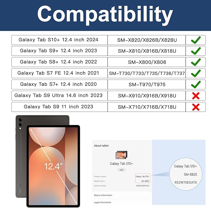 BRAECN for Samsung Galaxy Tab S10 Plus Case 2024/S9 Plus/S9 FE+/S8 Plus/S7 Plus - Image 2
