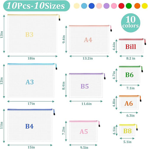 10pcs Mesh Zipper Pouch Bags, 10 Sizes Zipper Bags - Image 2