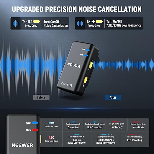 NEEWER CM28 PRO Wireless Lavalier Microphone + Charging Case & Cleaning Cloth - Image 4