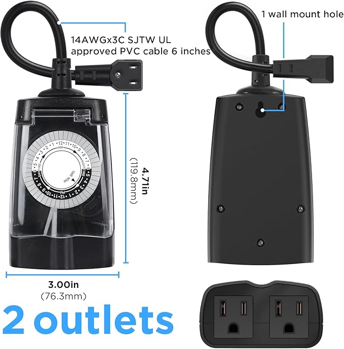 G-ELEK Outdoor Timer Waterproof, 24 Hour Light Timer, Timers - Image 6
