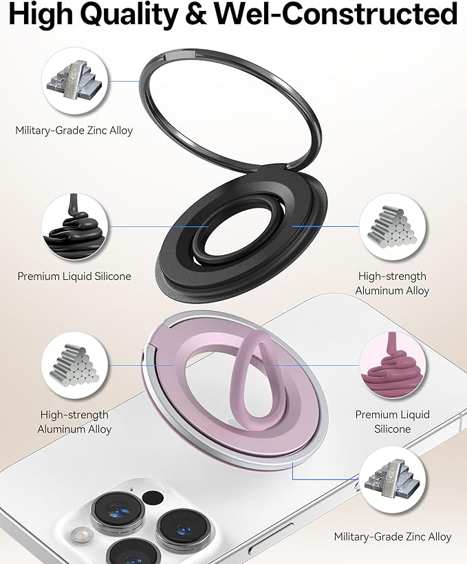 Magnetic Phone Grip for MagSafe Ring Holder, Magnet Phone Grip Stand Finger - Image 8