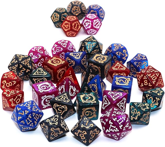 Polyhedral DND Dice Set, 5 Pack Vintage Dragon-Patterned Dice Sets Compatible - Image 5